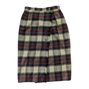 Vintage Talbots 100% Wool Skirt Women's 10 Maxi Plaid Made In USA